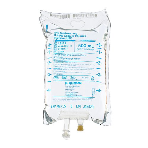 B Braun L6121 5% Dextrose & 0.45% Sodium Chloride Irrigation 500 mL B Braun L6121 5% Dextrose & 0.45% Sodium Chloride Irrigation 500 mL
